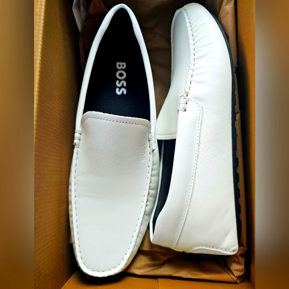 Boss Men's 8 Noel Moccasins White Loafers